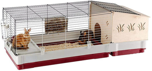Oversized Rabbit Cage with Log Cabin Extension Deluxe Rabbit Villa - Bradys Pets
