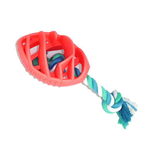 Rubber Football Dog Chew Toy with Tug Rope -- Great for Active Dogs -- - Bradys Pets